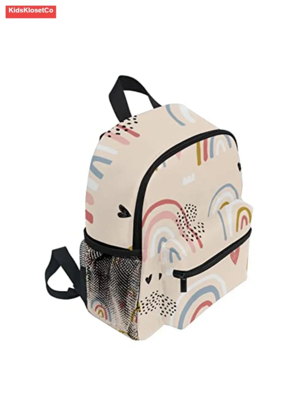 Boho Toddler Backpack with Rainbow Heart - Kindergarten Daypack 10x4x12 inches